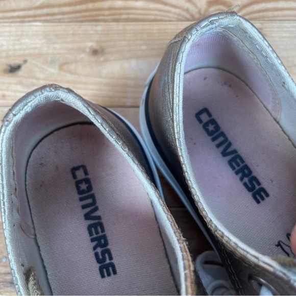 CONVERSE All Star Trainers Size UK 4 Womens Gold Leather Lace Up Casual Shoes - Picture 10 of 13